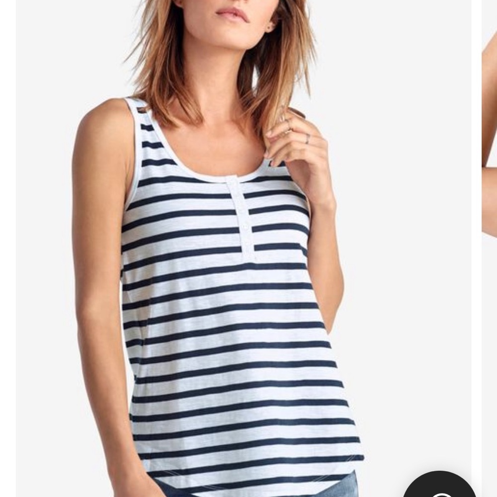 Ellos Black & White Henley knit tank 3x
